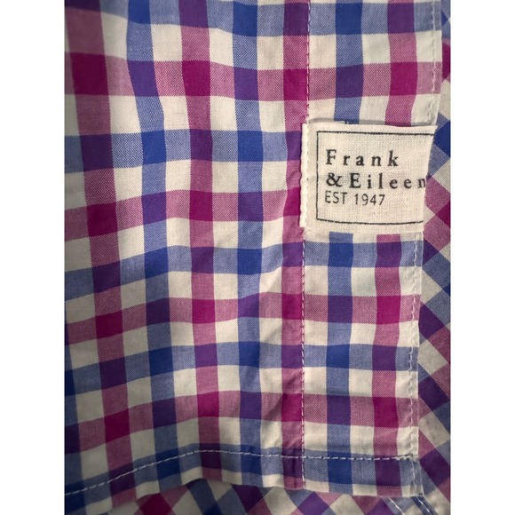 Frank & Eileen Paul Button Down Shirt Gingham Plaid Blue Pink White XL - Picture 4 of 10